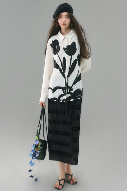 Mercerized Pleated Check Skirt