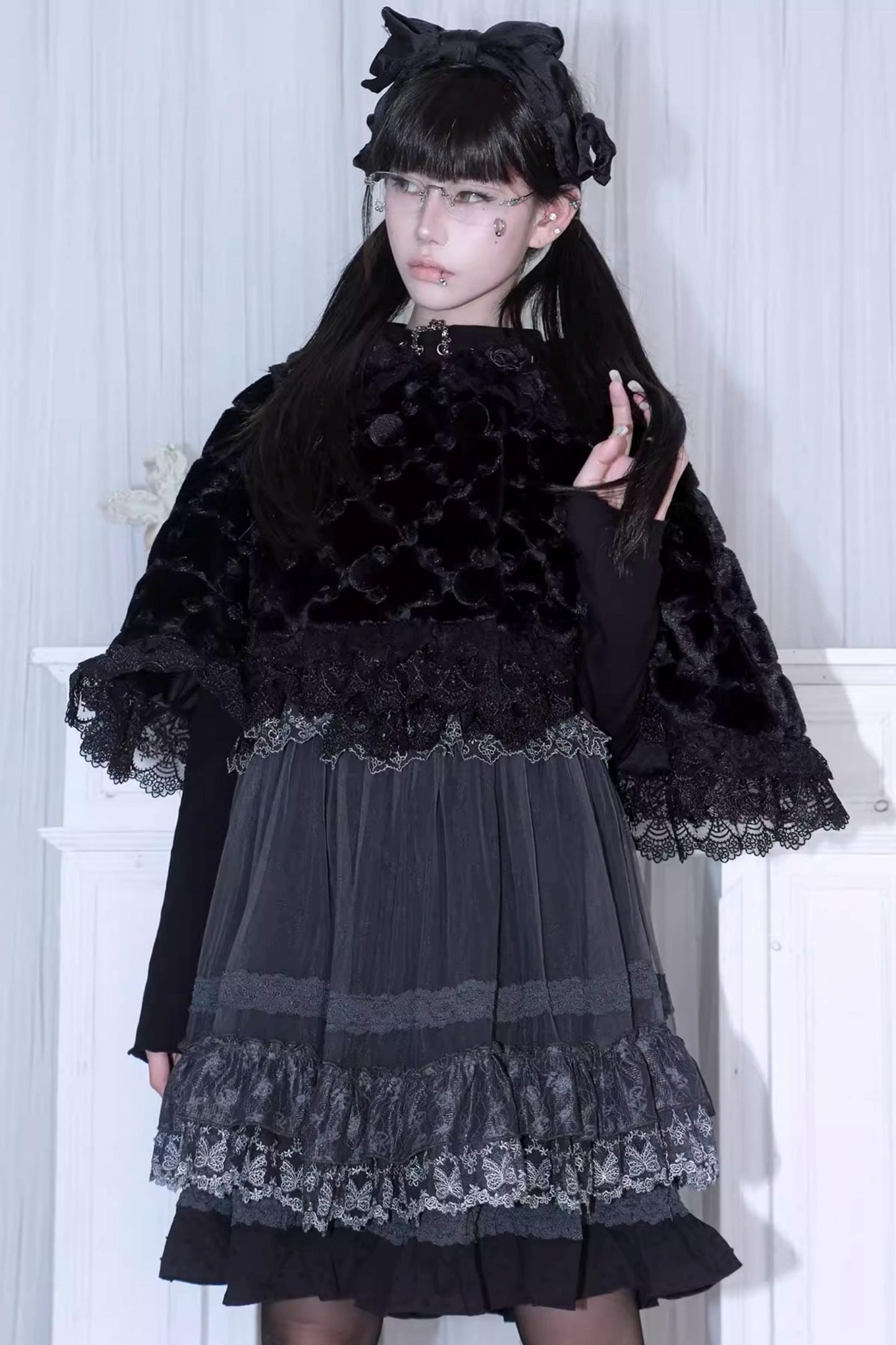Plush Rose Lace Cape