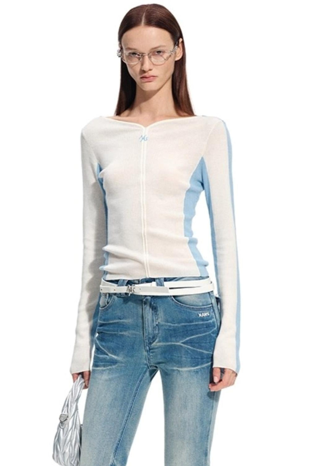 Cashmere V-Neck Contrast Cardigan