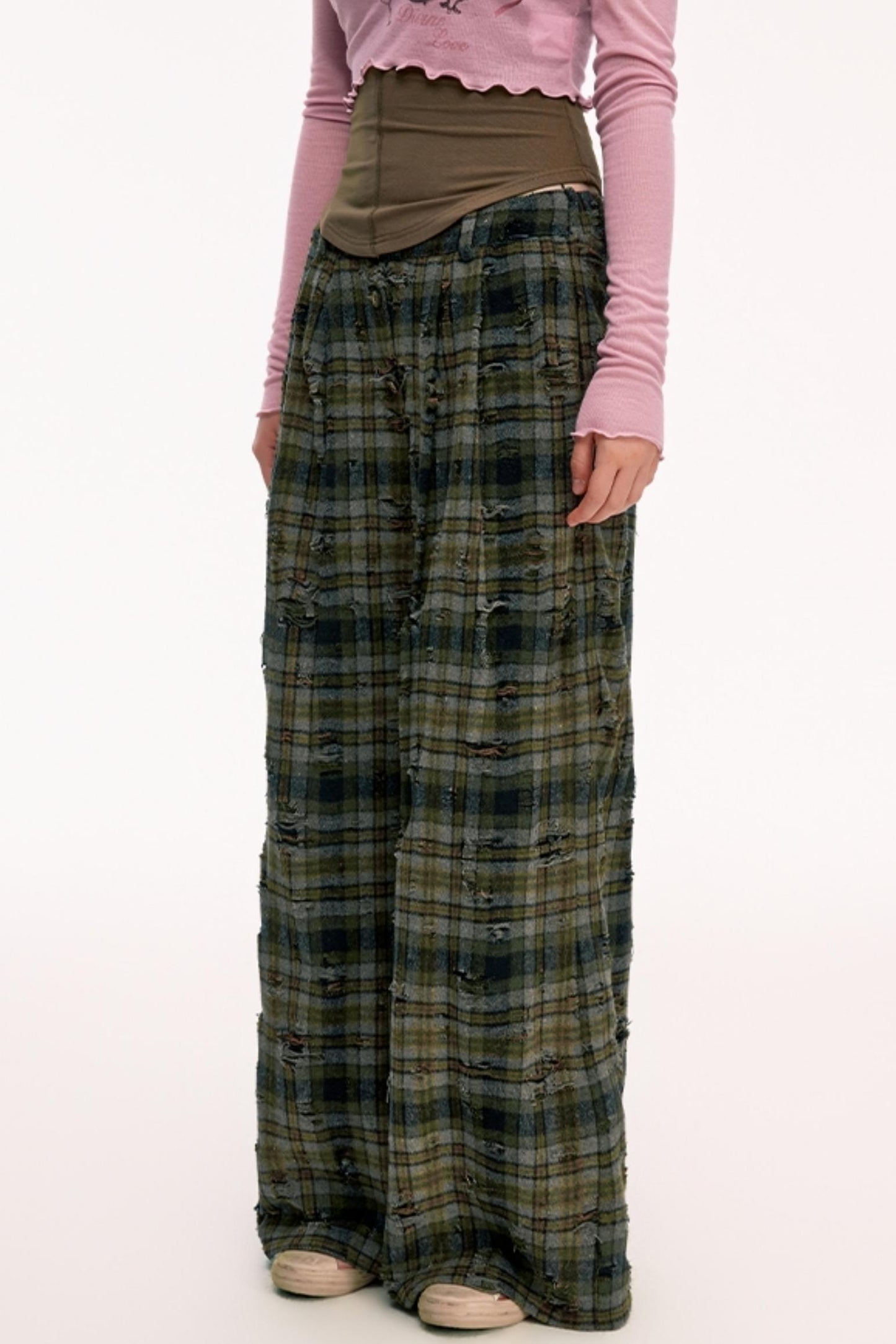 Retro Straight Check Loose Pants