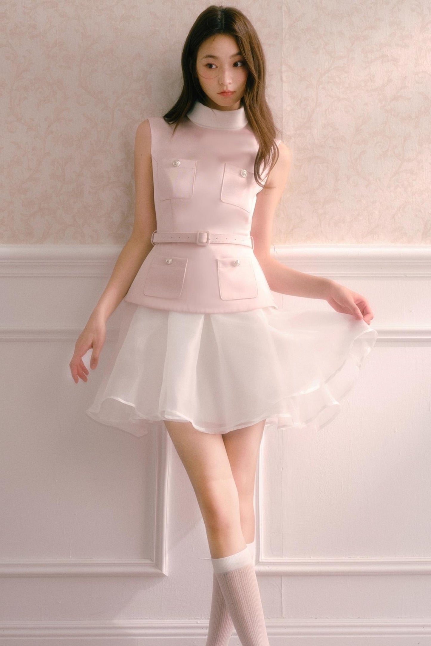 Pink Satin Puffy Daughter Dress