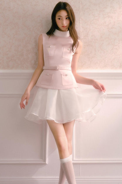 Pink Satin Puffy Daughter Dress