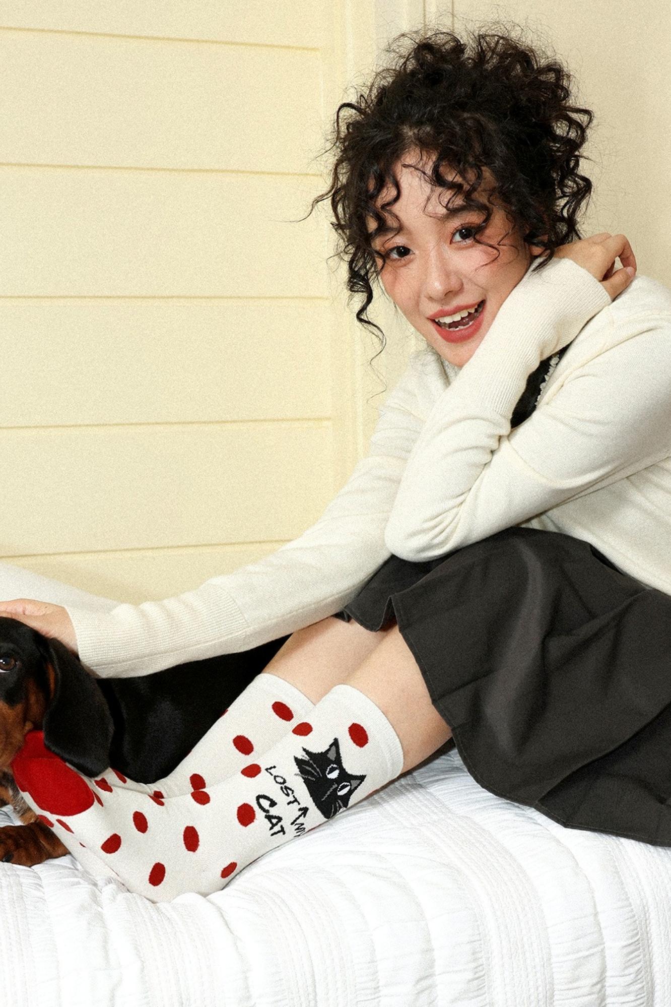 Contrasting Polka Dot Socks