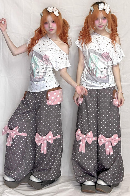 Original Mint White Polka Dot Top