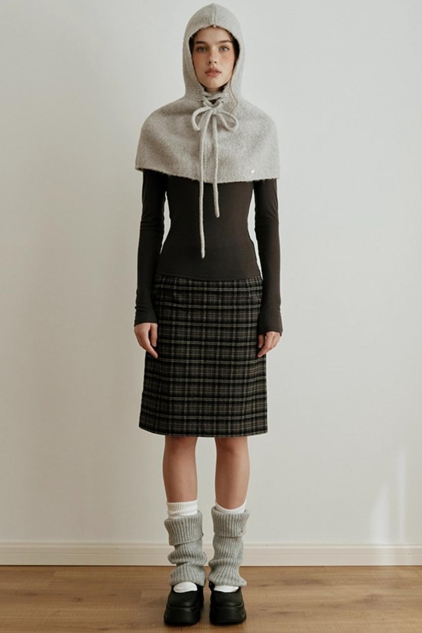 Retro Bias-Cut Plaid Skirt