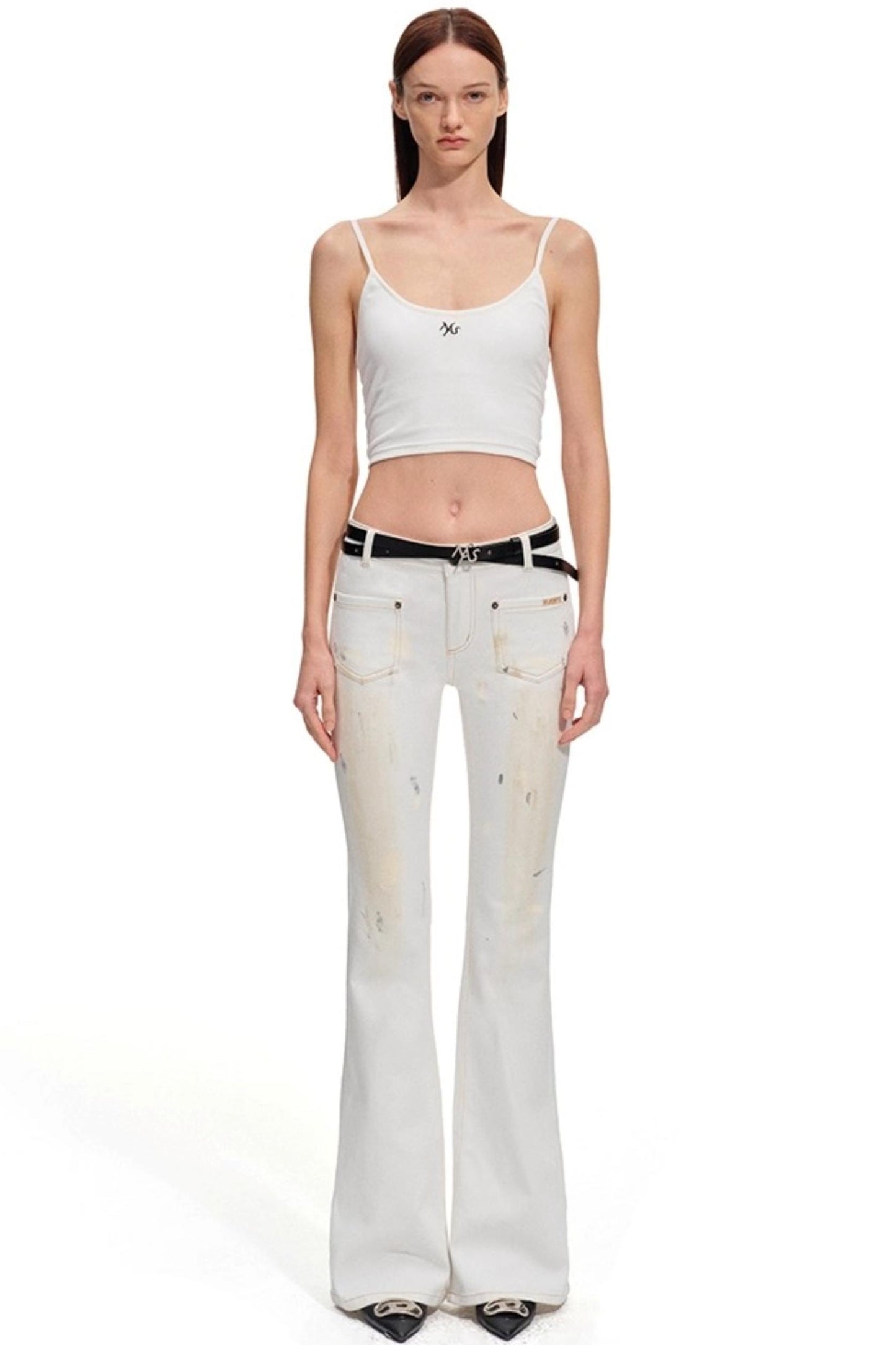 Heavy Washed Denim Stretch Bootcut Pants