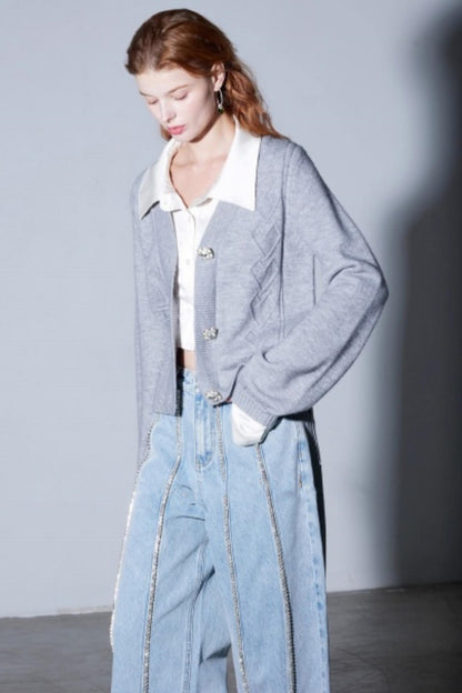 Winter Twist Lantern Sleeve Cardigan