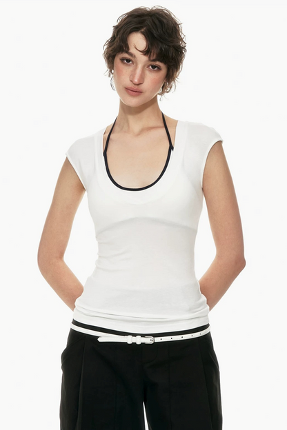Viscose V-Neck Sleeveless Top