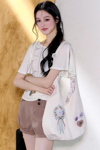 Completo con borsa tote leggera stampata