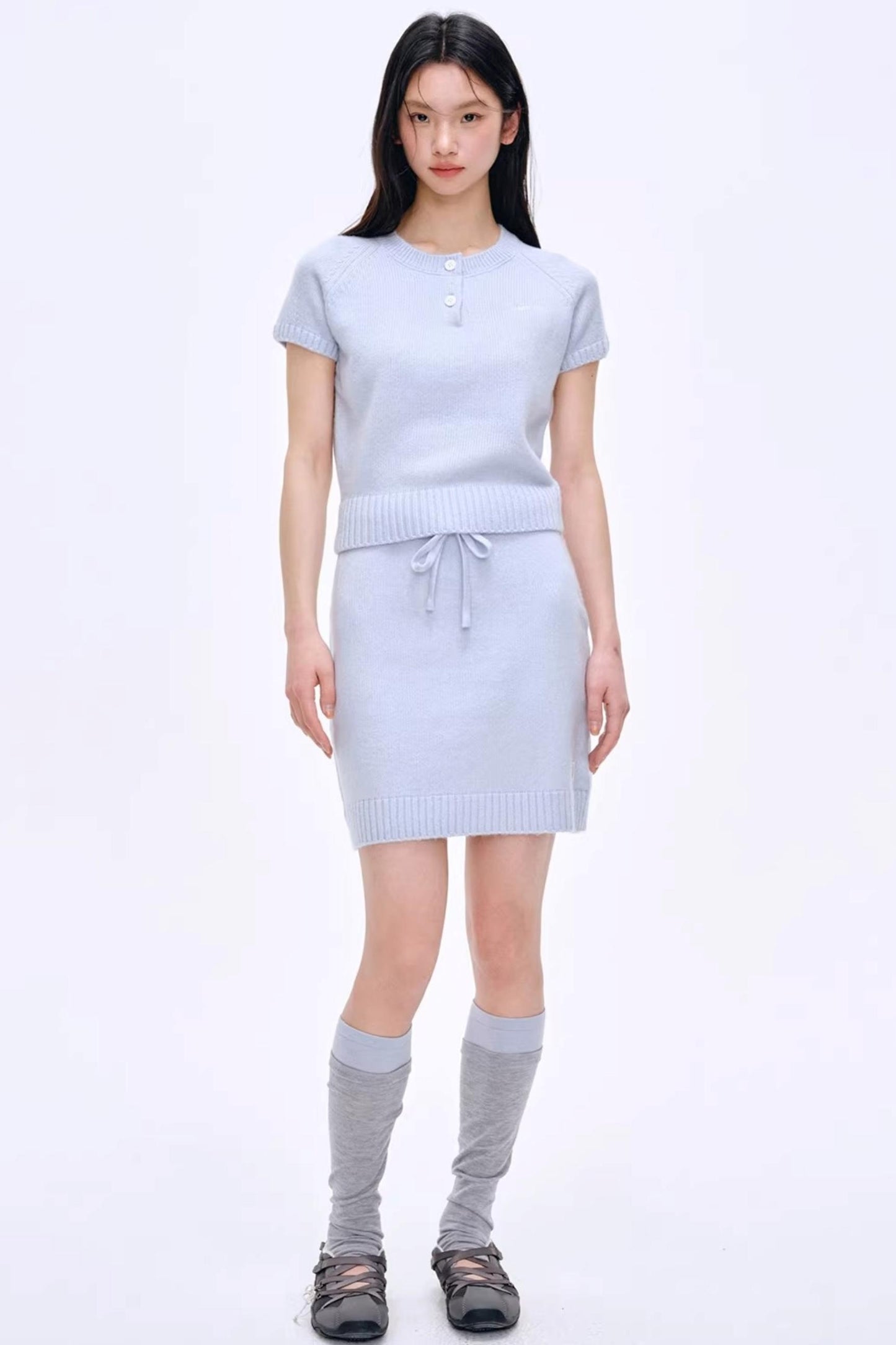 Heartbeat Dialogue Knit Skirt Set-Up