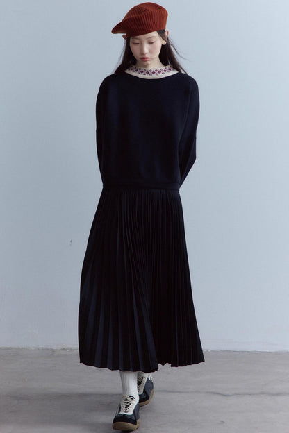 Black Wool Lace Collar Sweater