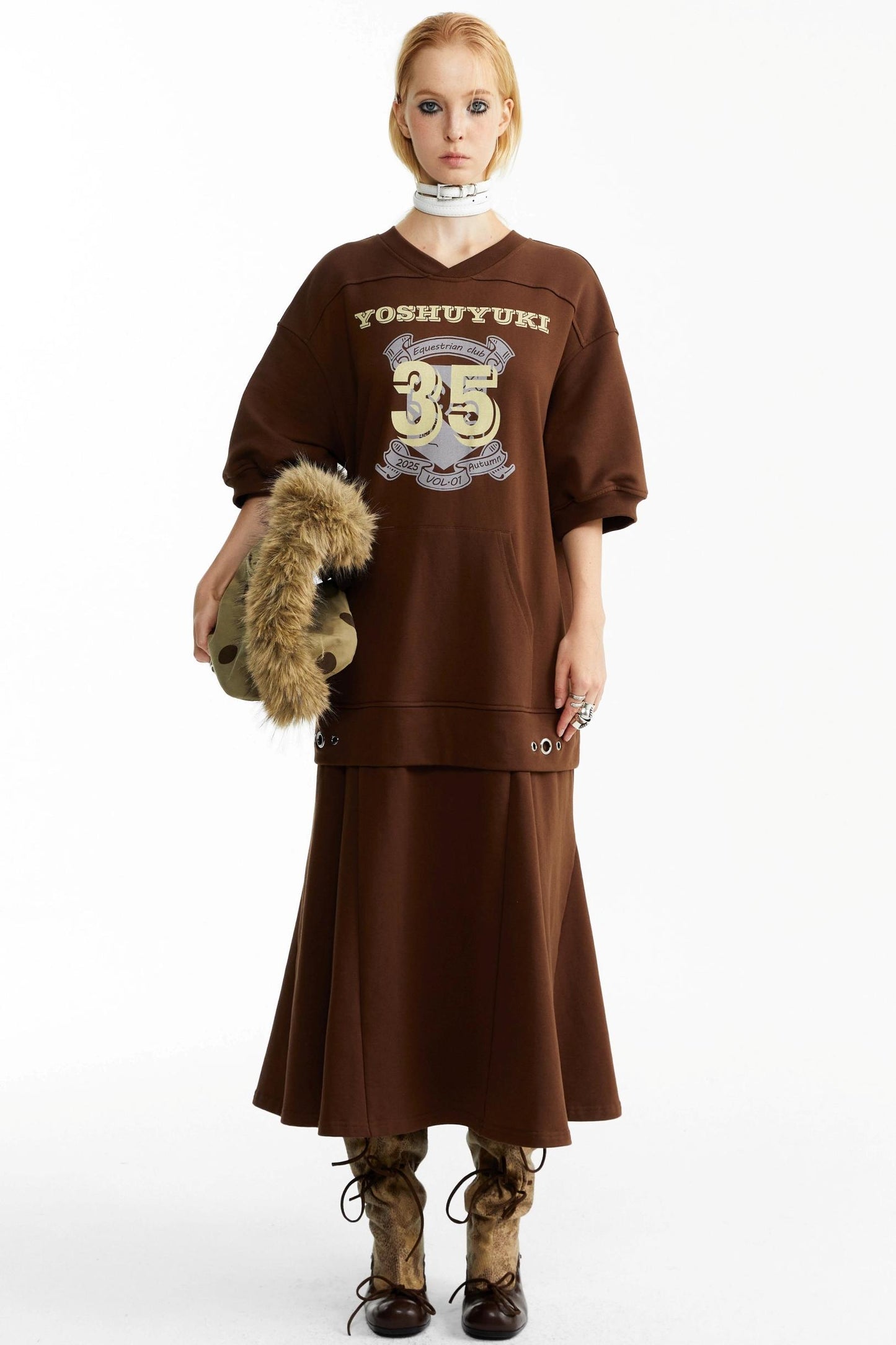 Brown Digital Print Dress