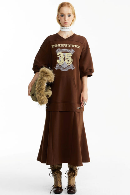 Brown Digital Print Dress