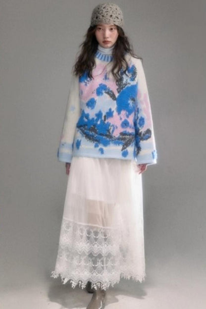 Oil Painting Jacquard Wool Sweater Set-Up