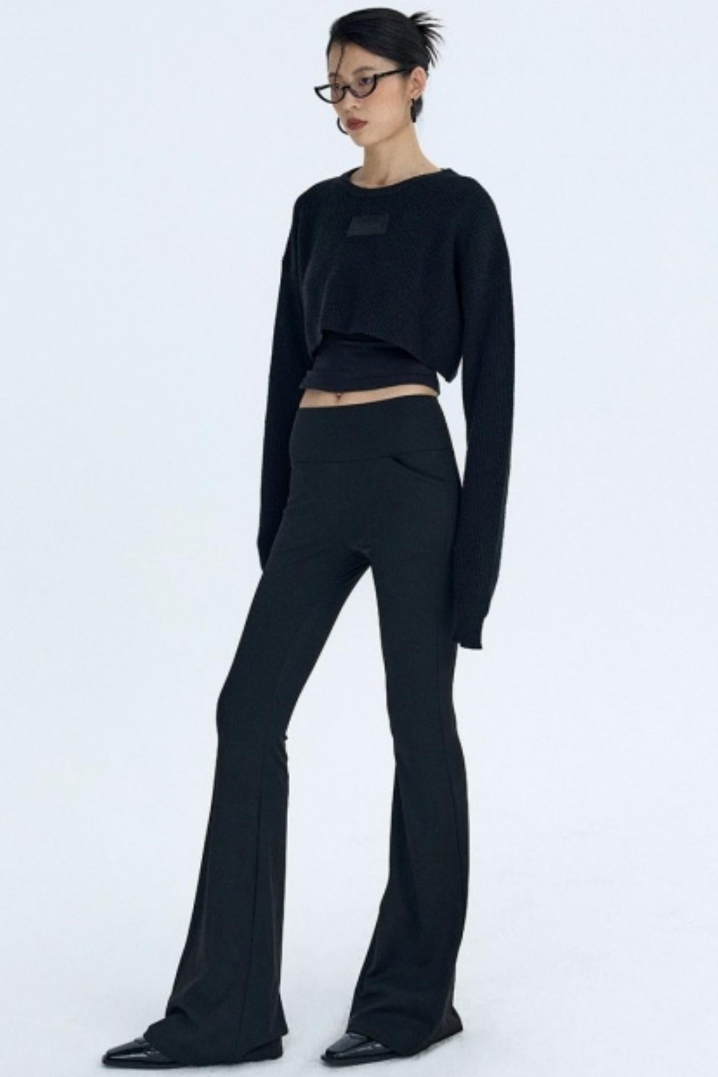 Black Fleece Flared Pants
