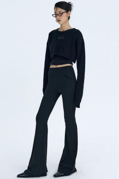 Black Fleece Flared Pants