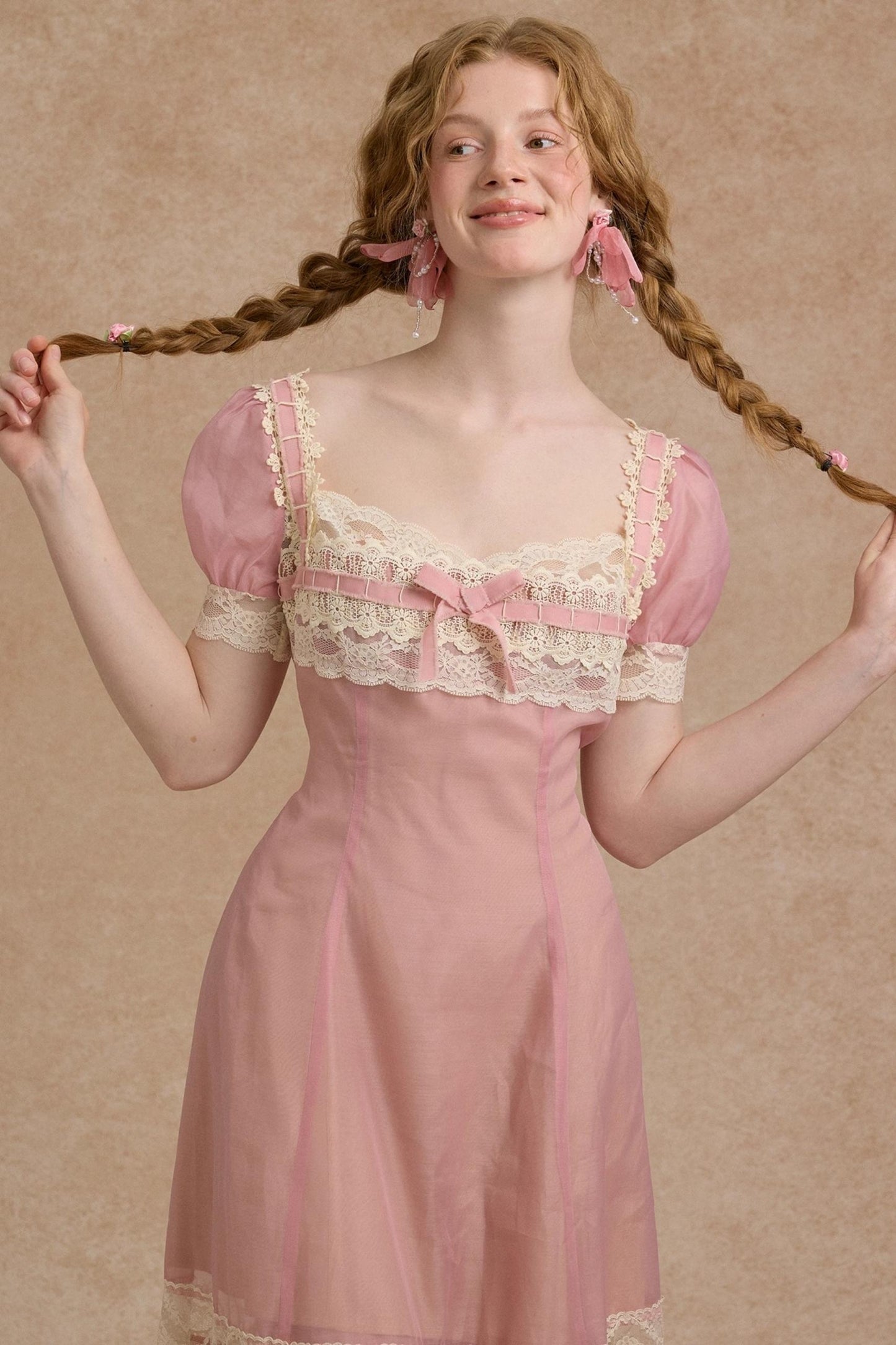 Tulip Satin Ribbon Pink Dress