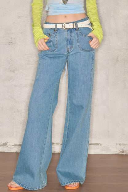 Wide-Leg Denim Pants