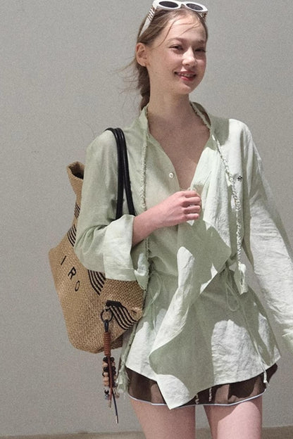 Eco-Luxe Striped Beaded Shirt