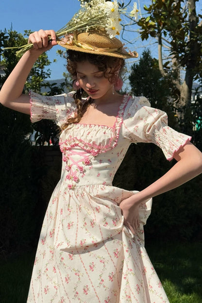 Fishbone Square Neck Dress