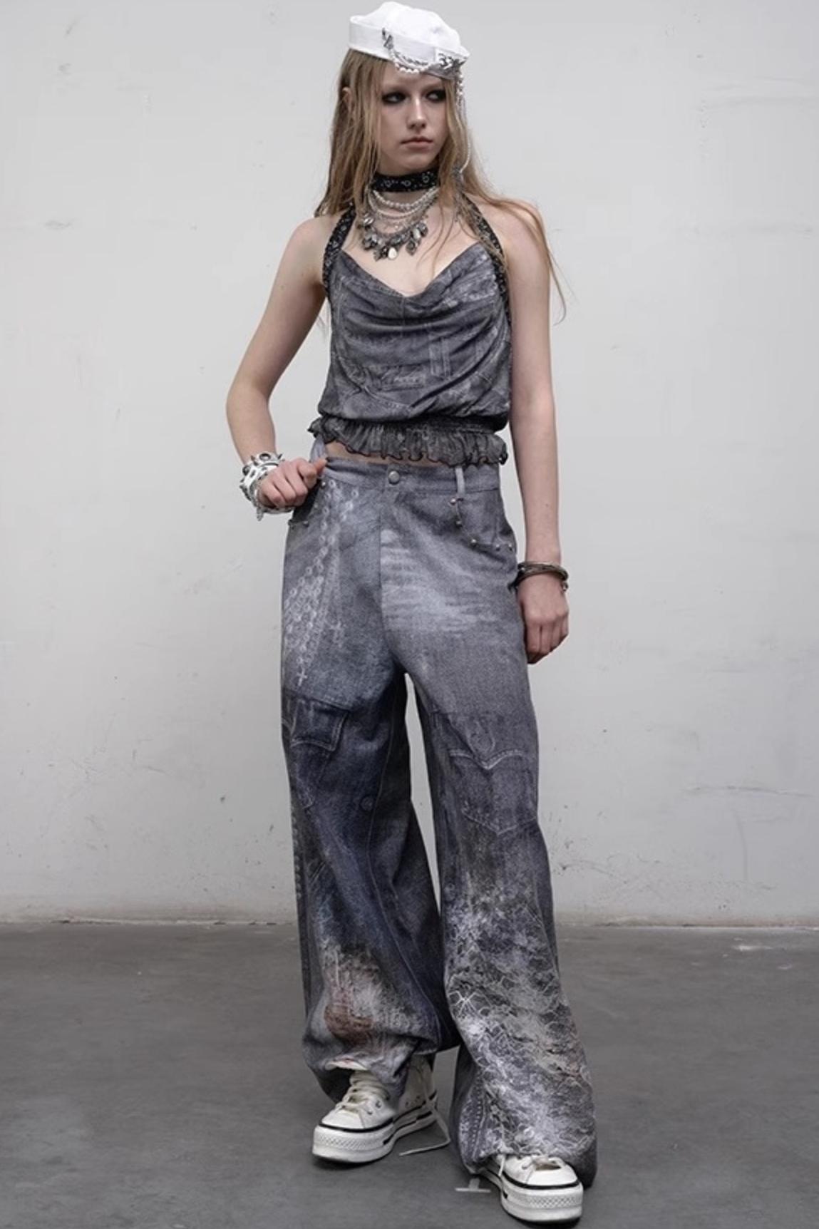 Punk Silhouette Strap Top