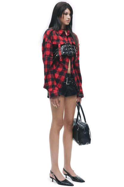 Punk-Grunge-Gebürstetes Hemd