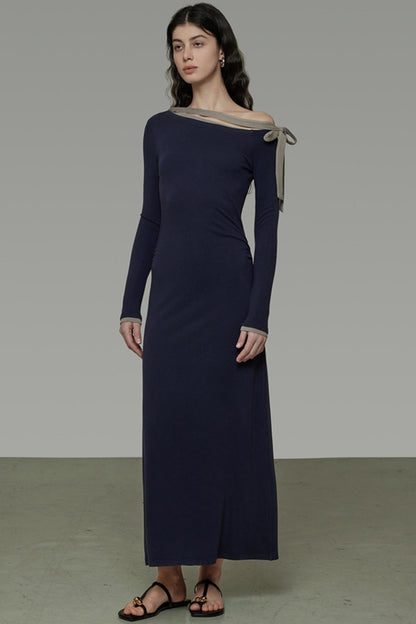 Niche Strapless Slant Knit Dress