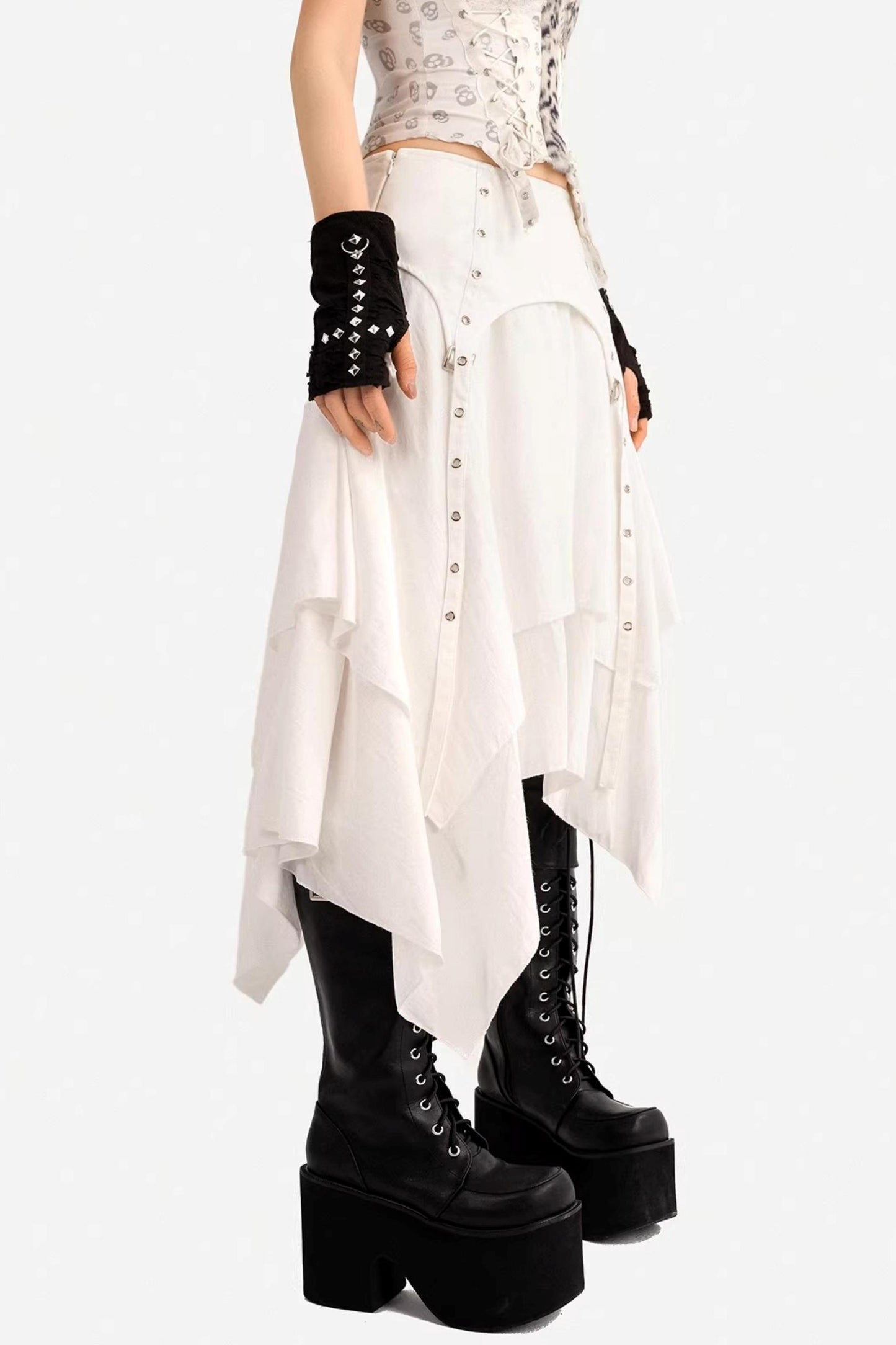 Patchwork Irregular A-Line Skirt