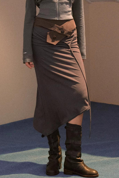 Faux Suede Knitted Skirt