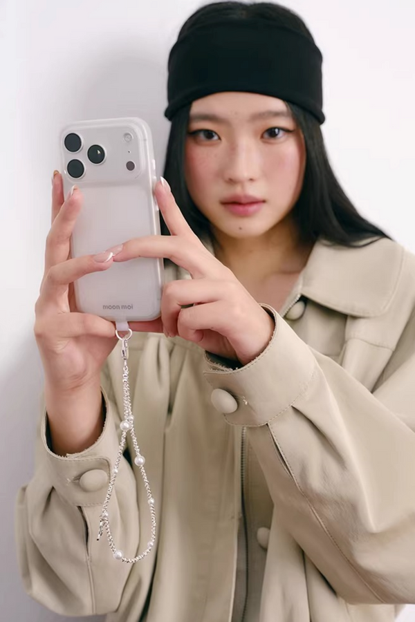 Broken Silver Pearl Phone Chain
