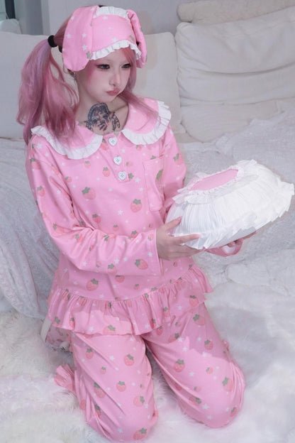Soft Strawberry Star Pajamas Set-Up