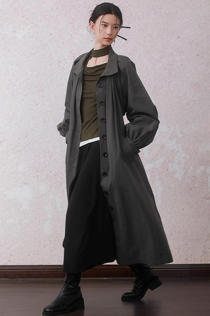 Tencel Lyocell Olive Green Swing Collar T-Shirt