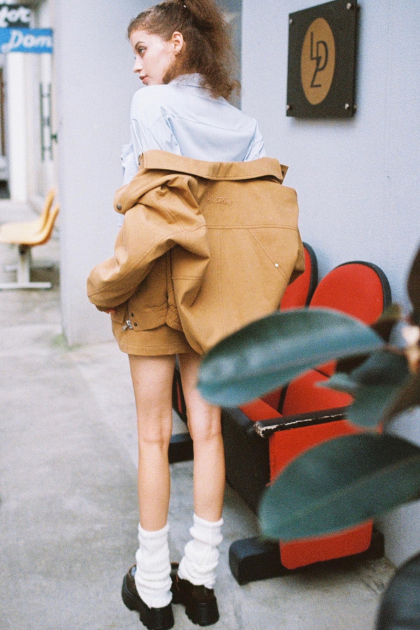 Khaki Letter Mini Skirt