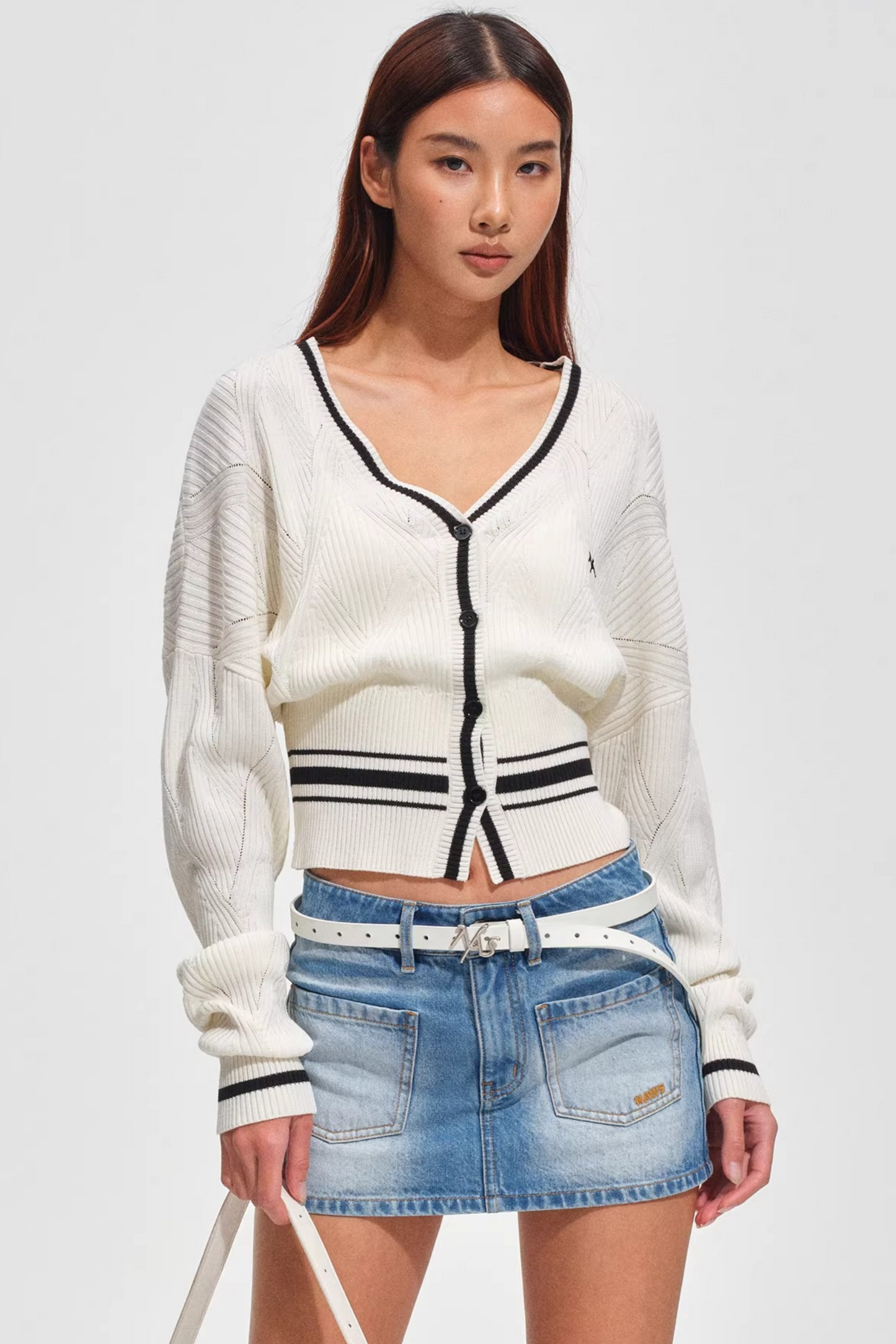 Tencel Wool Striped Cardigan