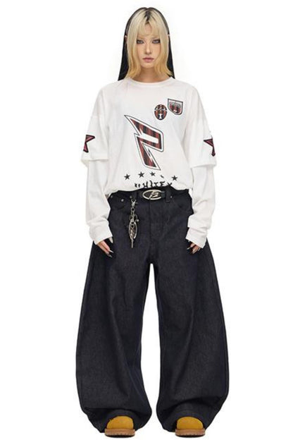 Vintage Wide Leg Cow Denim Jeans