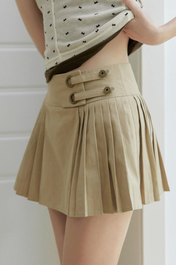 Vintage Pleated Khaki Skirt