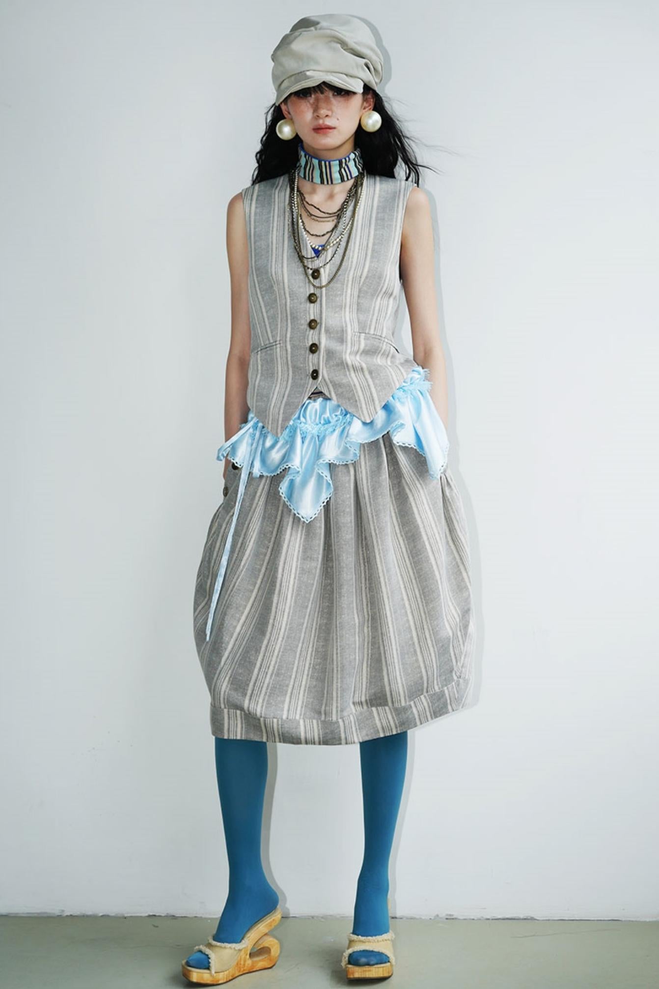 Shimmering Satin Short Skirt Curtain