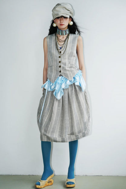 Shimmering Satin Short Skirt Curtain