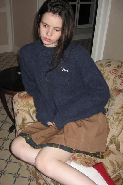 Navy Wool Hooded Sweater