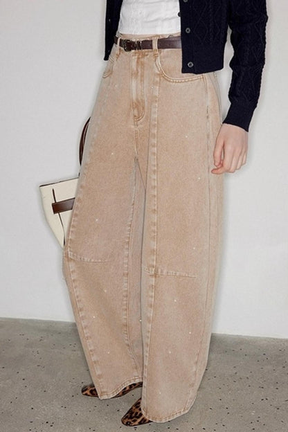 Washed Nail Beads Loose Scimitar Jeans