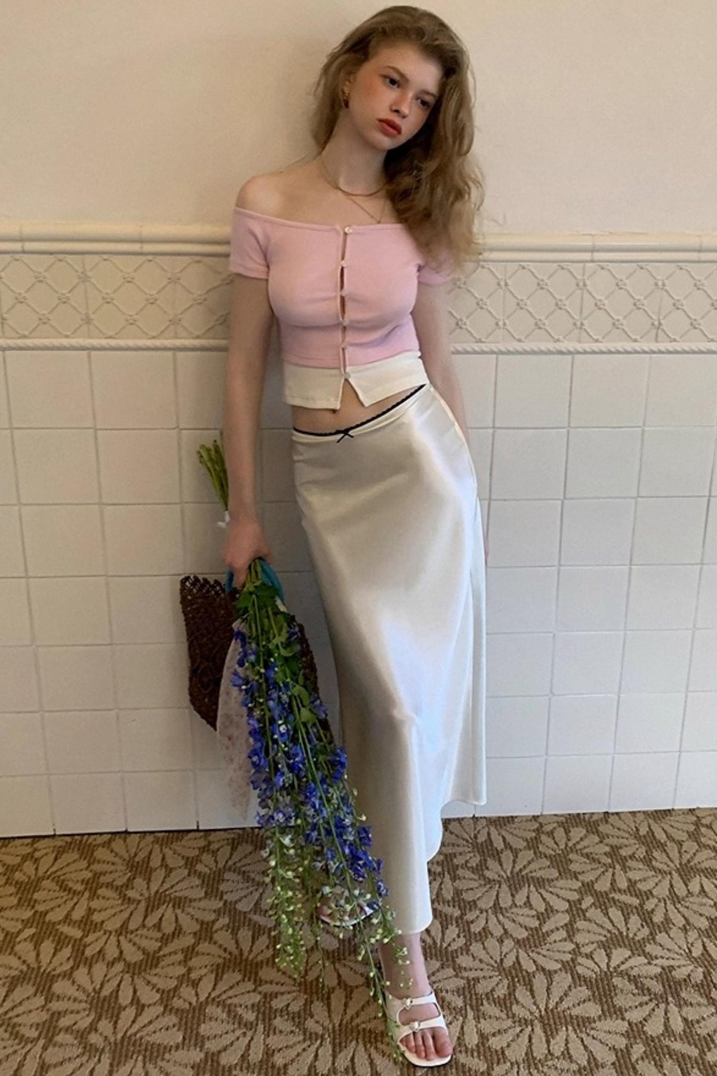 Uena Satin Lace Bow Skirt