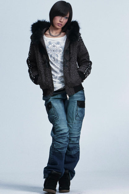 Knitted Mesh Rivet Sweater