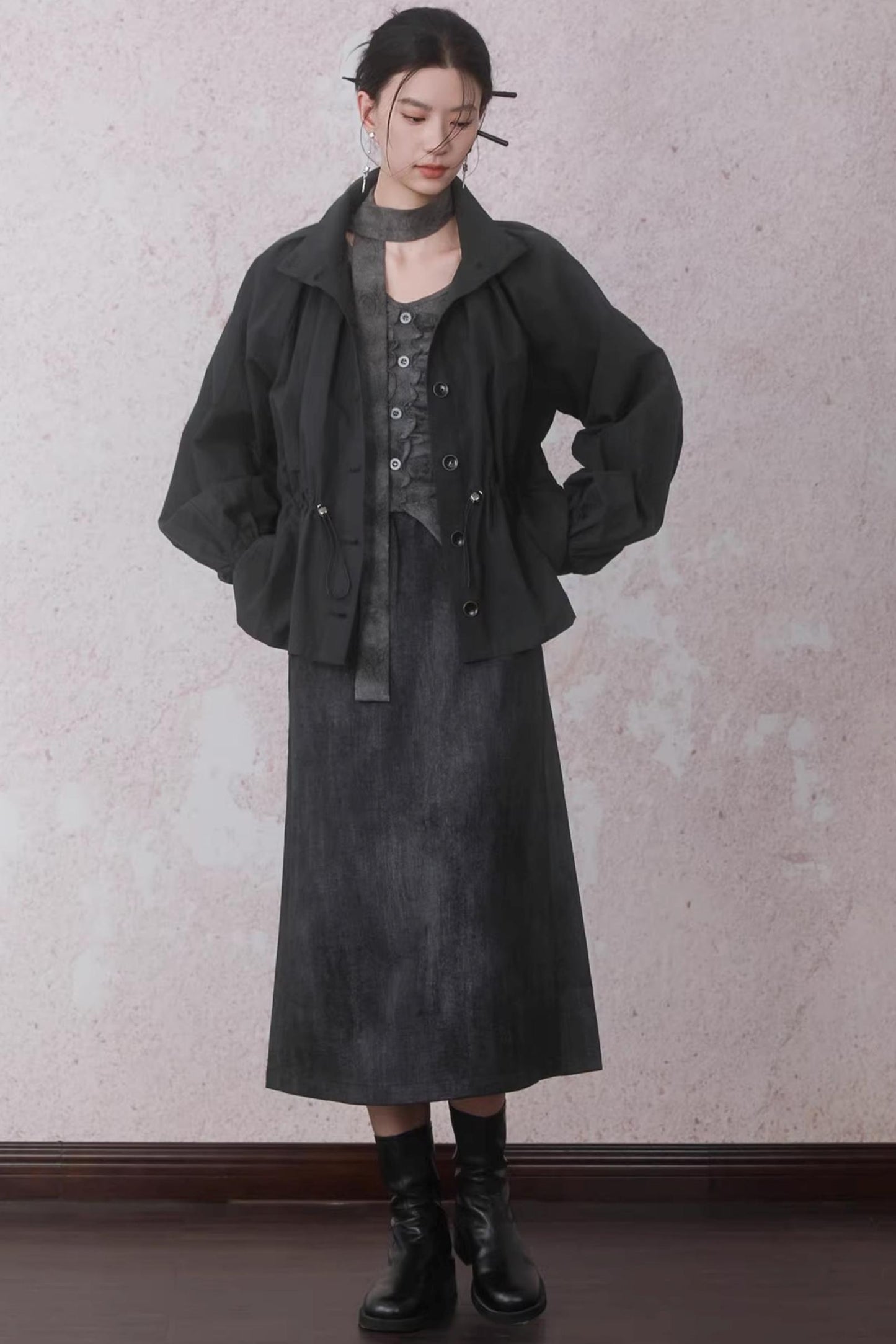 Rock Black Tie-dye Skirt