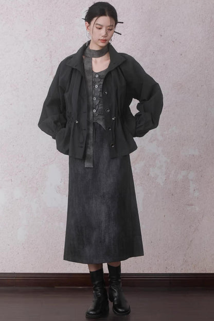 Rock Black Tie-dye Skirt