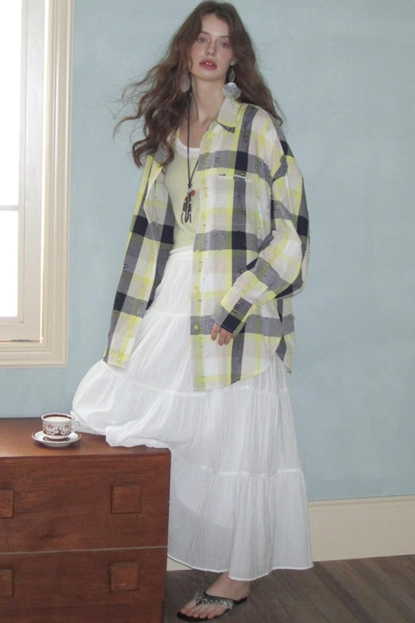 Neoclassical Ripped Check Shirt