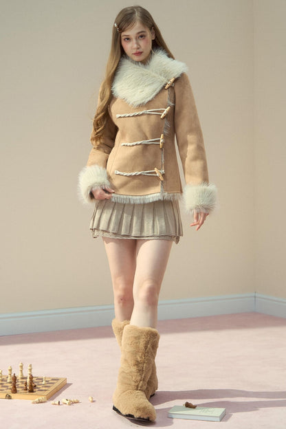 Vintage Khaki Pink Suede Fleece Jacket