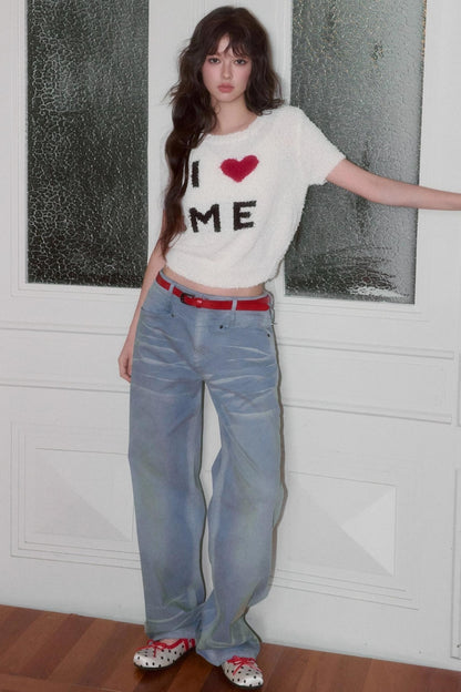 Versatile Crew Neck Love Knitwear