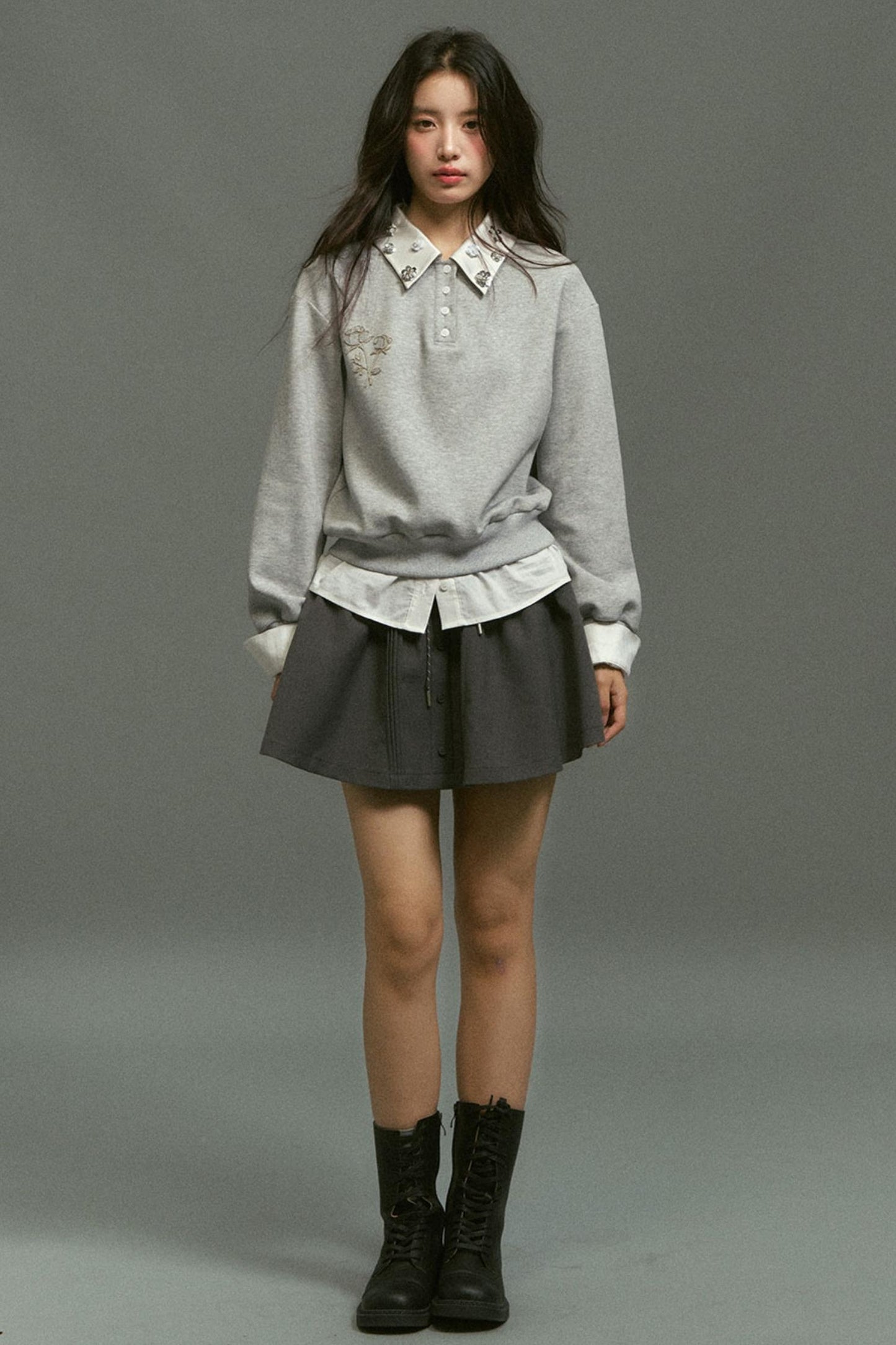 Gray Rose Sweatshirt