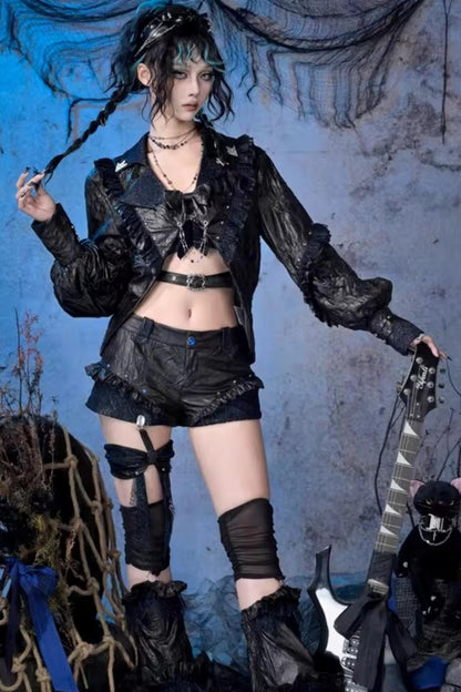 Grunge Studded Lace Jacket