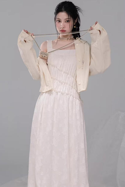 Apricot Jacquard Lace Dress